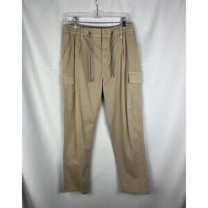 Canali Drawstring Straight Leg Cargo Trousers Tan Size 48 IT, 32 W US